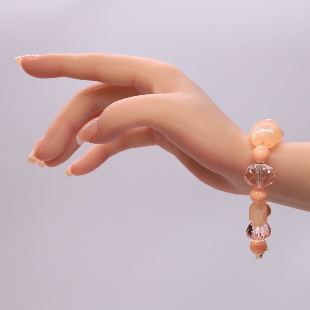 Unique coral color necklace set with bracelet and earrings. - Picture 5 of 8